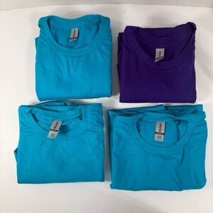 Gildan tee shirts lot of 4 shirts 1 purple Ultra Cotton and 3 teal soft style
